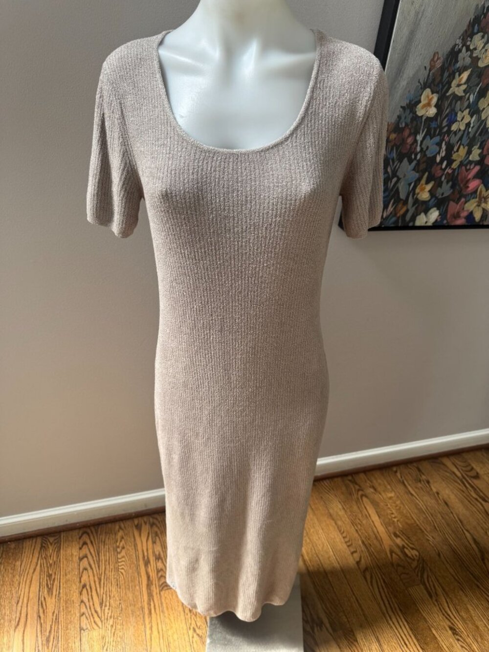 NWT Barefoot Dreams Cozychic Ultra Lite Ribbed Midi Dress Beach Rock
